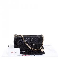 RED Valentino Black Ruffle Sequins Shoulder Bag