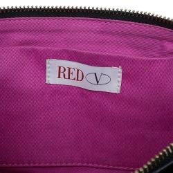 Red Valentino Black Leather Bow Chain Clutch