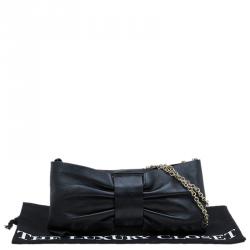 Red Valentino Black Leather Bow Chain Clutch