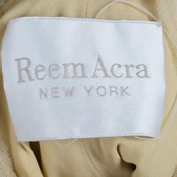 Reem Acra Beige Tulle Embellished Gown M