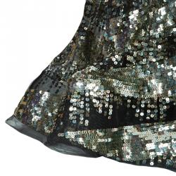 Reem Acra Black Sequin Embellished Gown 