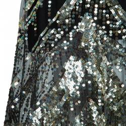 Reem Acra Black Sequin Embellished Gown 