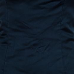 Pre Owned Reem Acra Navy Blue Strapless Silk Gown