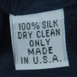 Pre Owned Reem Acra Navy Blue Strapless Silk Gown