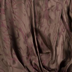 Reem Acra Brown Printed Silk Draped Sleeveless Dress M
