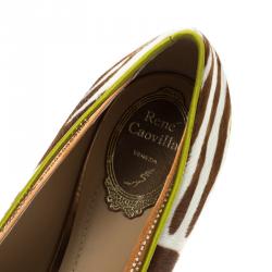 René Caovilla Zebra Printed Pony Hair Crystal Embellished Smoking Slippers Size 40