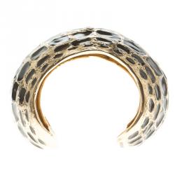 Pre Owned سوار روبرتو كافالي إيناميل بني ذهبي اللون مفتوح 17 سم