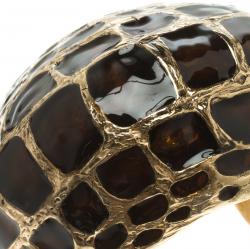 Pre Owned سوار روبرتو كافالي إيناميل بني ذهبي اللون مفتوح 17 سم