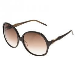 Pre Owned Roberto Cavalli Brown Bougainvillea Square Sunglasses