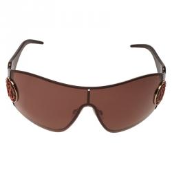 Pre Owned Roberto Cavalli Brown Augia 250S Shield Sunglasses