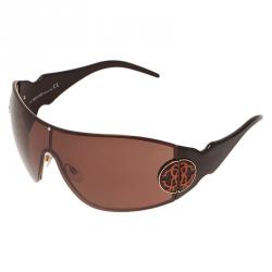 Pre Owned Roberto Cavalli Brown Augia 250S Shield Sunglasses