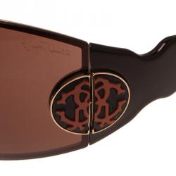 Pre Owned Roberto Cavalli Brown Augia 250S Shield Sunglasses