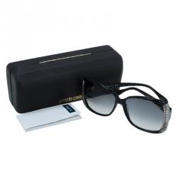 مملوكة مسبقًا Roberto Cavalli Black Alloro Metal Accented Butterfly Sunglasses