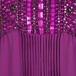 Pre Owned Roberto Cavalli Purple Silk Embellished Sleeveless Jumpsuit M