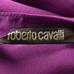 Pre Owned Roberto Cavalli Purple Silk Embellished Sleeveless Jumpsuit M