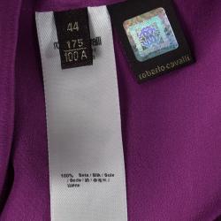 Pre Owned Roberto Cavalli Purple Silk Embellished Sleeveless Jumpsuit M