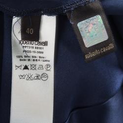 Pre Owned تنورة ماكسي روبرتو كافالي حرير أزرق واسعة S