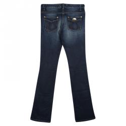 مملوكة مسبقًا Roberto Cavalli Indigo Dark Wash Faded Effect Denim Slim Fit Jeans S