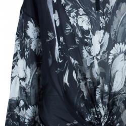 Pre Owned Roberto Cavalli Black Flower Print Top L