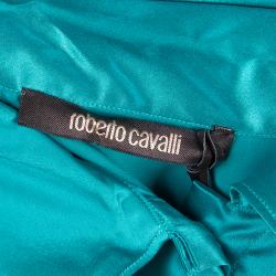 Pre Owned بلوزة روبرتو كافالي ستان تركواز L