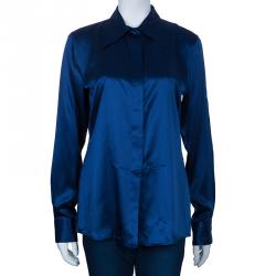 Pre Owned بلوزة روبرتو كافالي ستان أزرق M