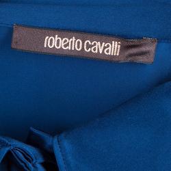 Pre Owned بلوزة روبرتو كافالي ستان أزرق M