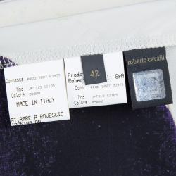 Pre Owned تنورة ماكسي روبرتو كافالي حرير مطبع متعدد الألوان غير متماثلة M