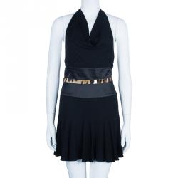 مملوكة مسبقًا فستان روبرتو كافالي طباعة متباينة نقشة الفهد M