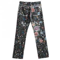 Pre Owned Roberto Cavalli Multicolor Floral Printed Distressed Denim Jeans S