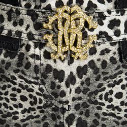 Pre Owned Roberto Cavalli Animal Printed Cotton Belted Maxi Skirt M