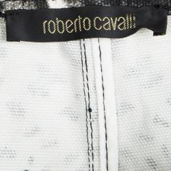 Pre Owned Roberto Cavalli Animal Printed Cotton Belted Maxi Skirt M