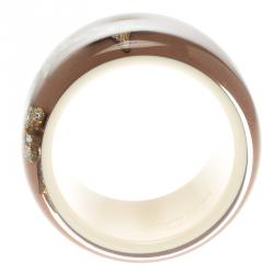 مملوكة مسبقًا Roberto Cavalli Crystal Star Brown Resin Wide Cuff Bangle 20cm