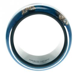 مملوكة مسبقًا سوار روبرتو كافالي كريستال ستار راتنج أزرق عريض 20 سم