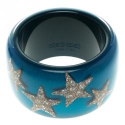 مملوكة مسبقًا سوار روبرتو كافالي كريستال ستار راتنج أزرق عريض 20 سم