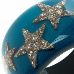 مملوكة مسبقًا سوار روبرتو كافالي كريستال ستار راتنج أزرق عريض 20 سم