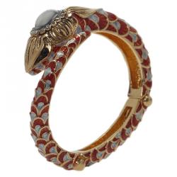 مملوكة مسبقًا Roberto Cavalli Snake Red Crystal Bangle Bracelet