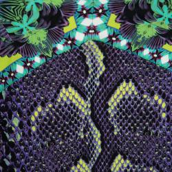 Pre Owned فستان ماكسي روبرتو كافالي نقشة الثعبان متعدد الألوان مطبوع بأكمام طويلة M