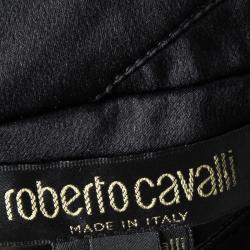 Pre Owned فستان روبرتو كافالي كورسيه منخفض مرتفع حمالات رقبة ظهر مكشوف حرير أسود L