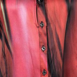 Pre Owned قميص روبرتو كافالي أكمام طويلة تفاصيل بلاكت قصة حرير مطبوع متعدد الألوان S