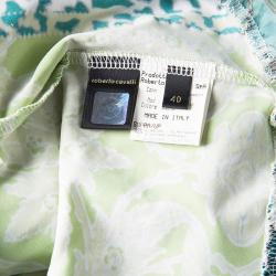 مملوكة مسبقًا فستان روبرتو كافالي مطبوع متعدد الألوان برباط مزين S