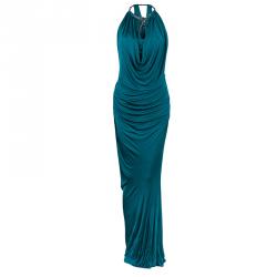 Pre Owned Roberto Cavalli Blue Halterneck Dress S