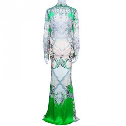Roberto Cavalli Abstract Silk Chiffon Top And Skirt Set M/S