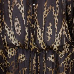 Pre Owned Roberto Cavalli Leopard Print Kaftan Dress M