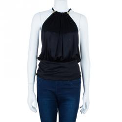 Pre Owned بلوزة روبرتو كافالي سوداء بتفاصيل ذهبية S