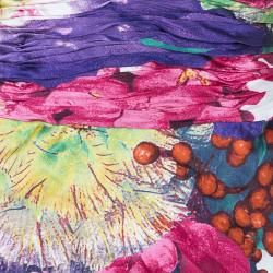 مملوكة مسبقًا Roberto Cavalli Floral Silk Pleated Top M