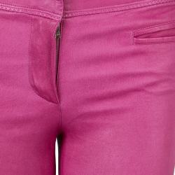 Pre Owned بنطال روبرتو كافالي جلد وردي M