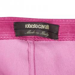 Pre Owned بنطال روبرتو كافالي جلد وردي M