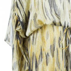 Pre Owned Roberto Cavalli Brown Animal Print Silk Kaftan L