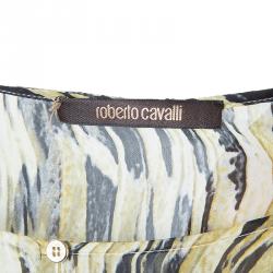 Pre Owned Roberto Cavalli Brown Animal Print Silk Kaftan L