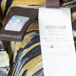 Pre Owned Roberto Cavalli Brown Animal Print Silk Kaftan L